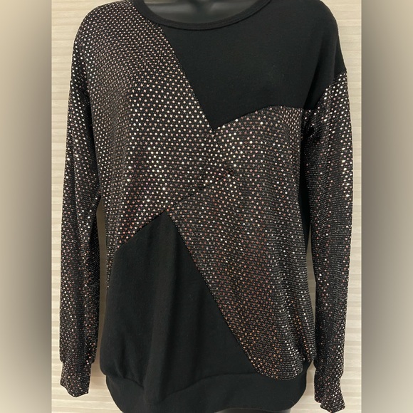 BLACK SWEATER WITH SPANGLE SHIMMER SEQUINS SIZE SMALL by TWENTY SECOND - Picture 4 of 11